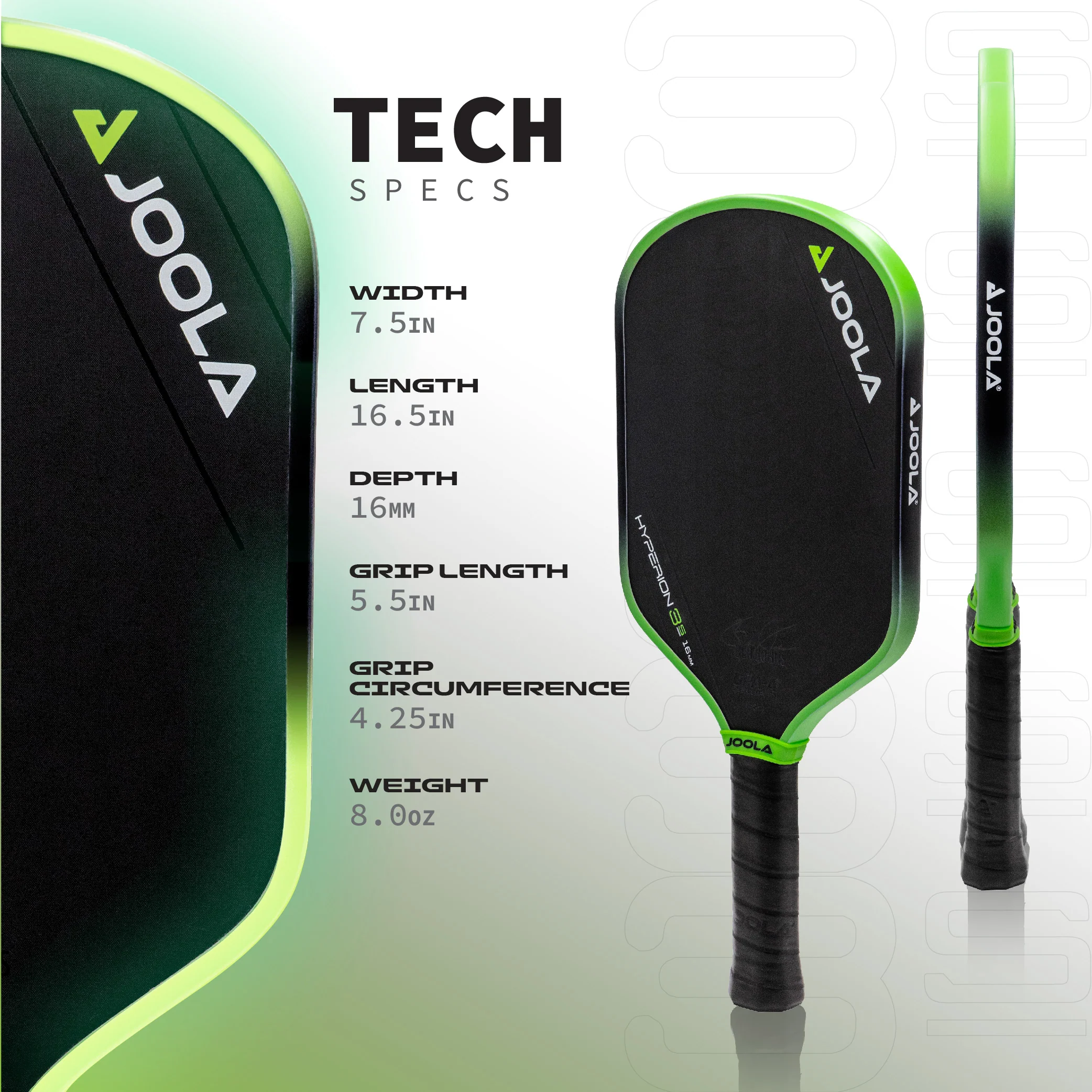 JOOLA Ben Johns Hyperion 3S 16mm Pickleball Paddle - Image 3