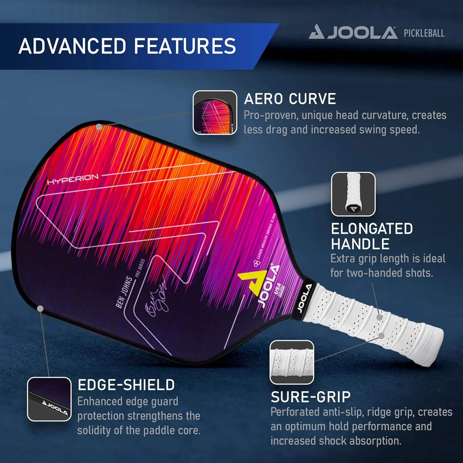JOOLA Ben Johns Hyperion CAS 13.5 Pickleball Paddle - Image 4