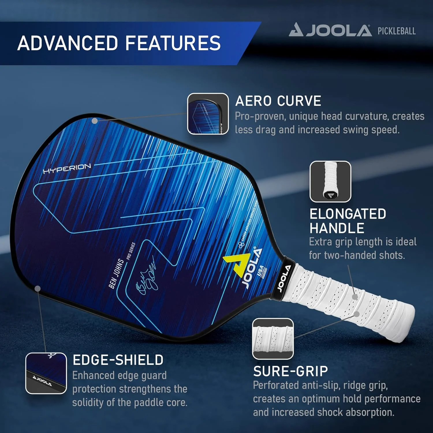 JOOLA Ben Johns Hyperion CAS 16 Pickleball Paddle - Image 6