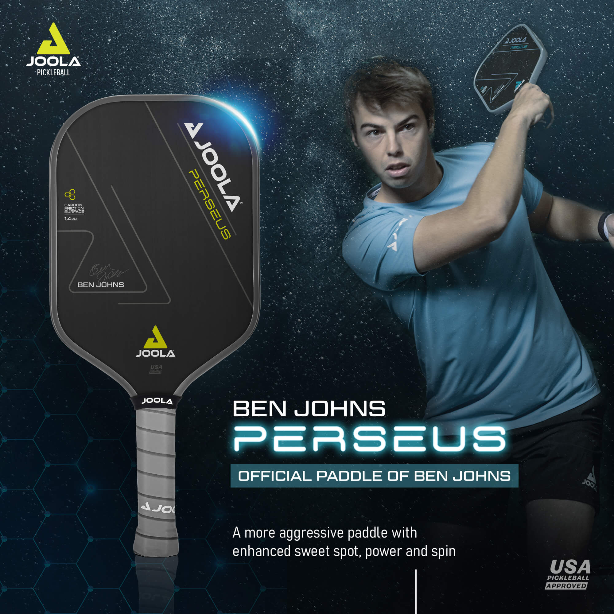 JOOLA Ben Johns Perseus CFS 14 Pickleball Paddle - Image 4