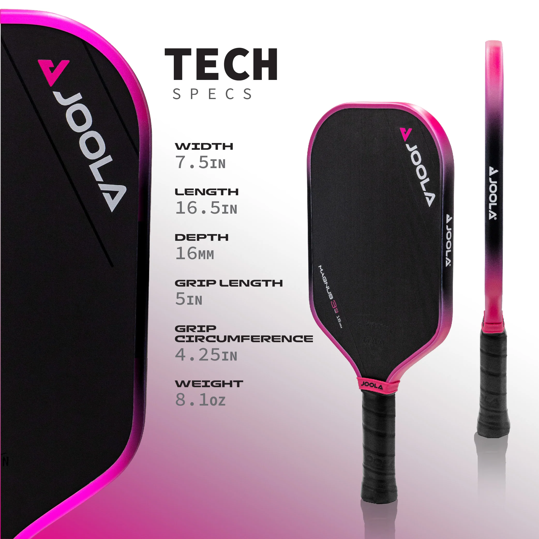 JOOLA Tyson McGuffin Magnus 3S 16mm Pickleball Paddle - Image 3
